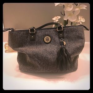 Tommy Hilfiger Gray Wool Top handle zip Tote
